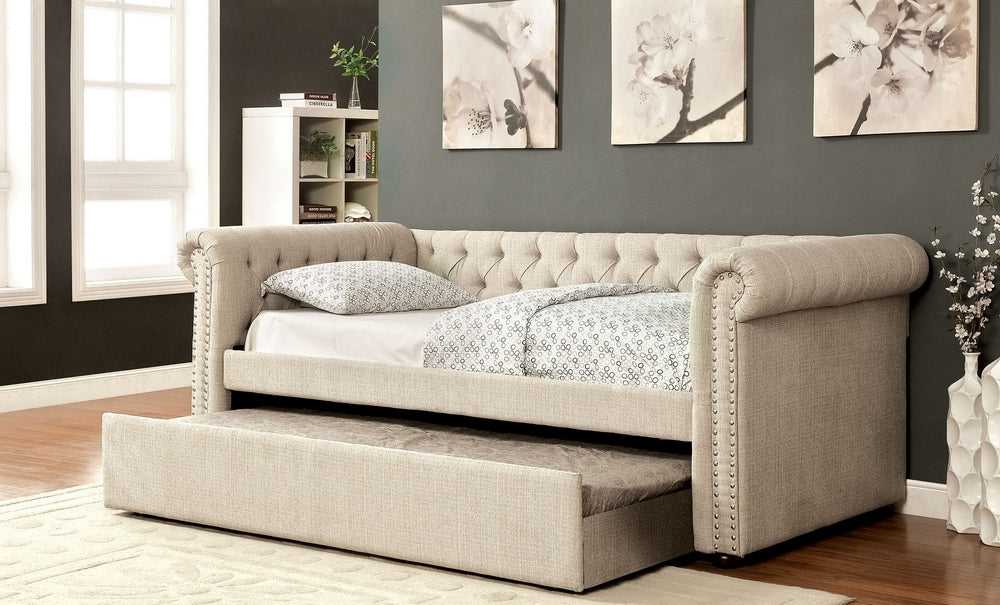 Leanna Beige Twin Daybed w/Trundle (Oversized)