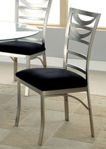 Roxo 2 Silver Metal/Black Fabric Side Chairs