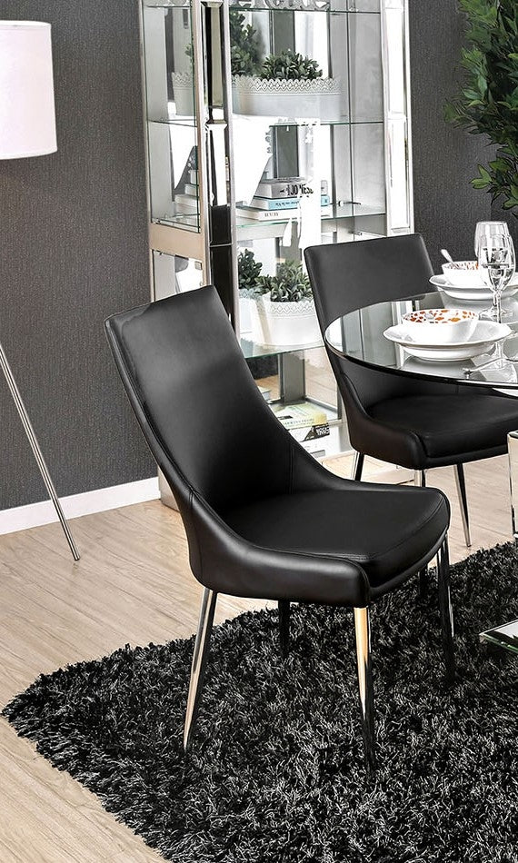 Izzy 2 Black/Silver Leatherette Side Chairs