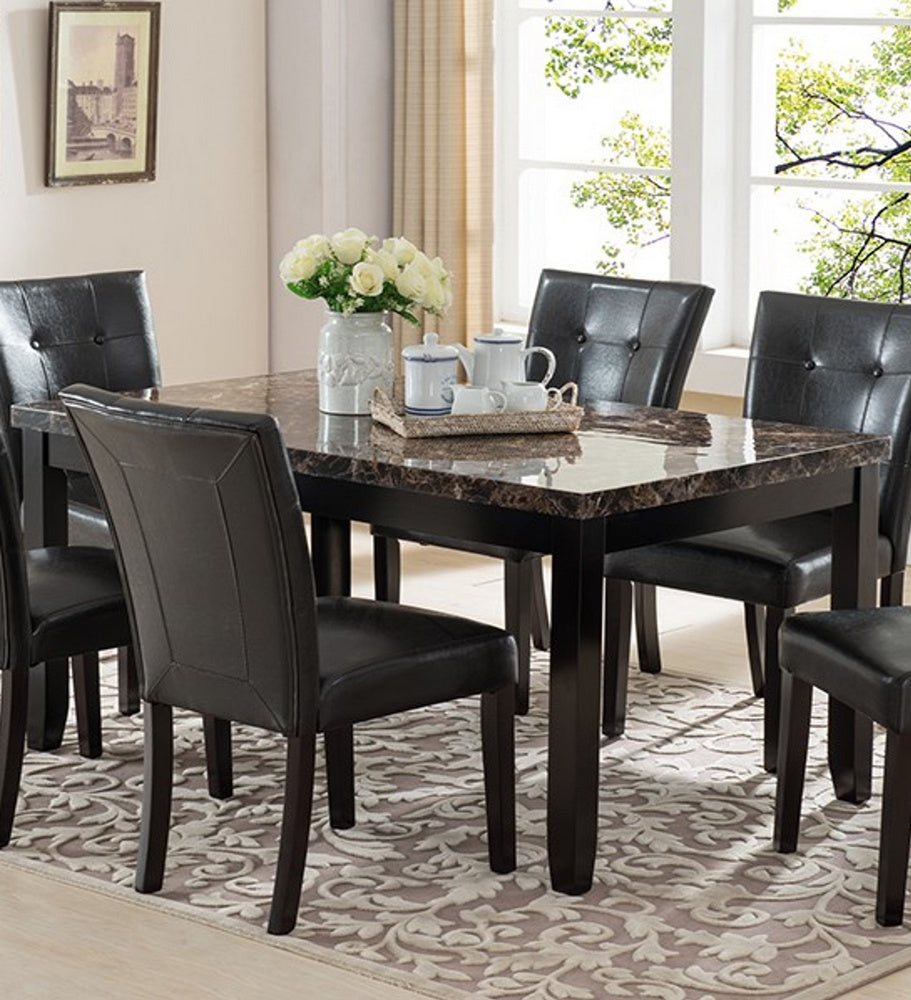 Balbina Black/Brown Faux Marble Dining Table