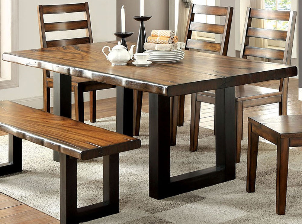 Maddison Tobacco Oak/Black Wood Dining Table