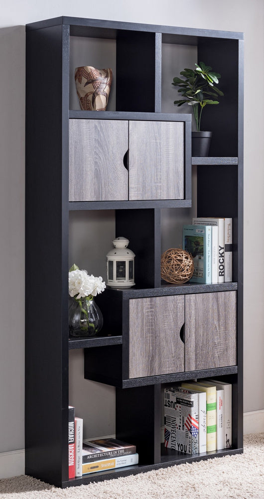 Chiara 2-Tone Wood Display Cabinet with 6 Shelves