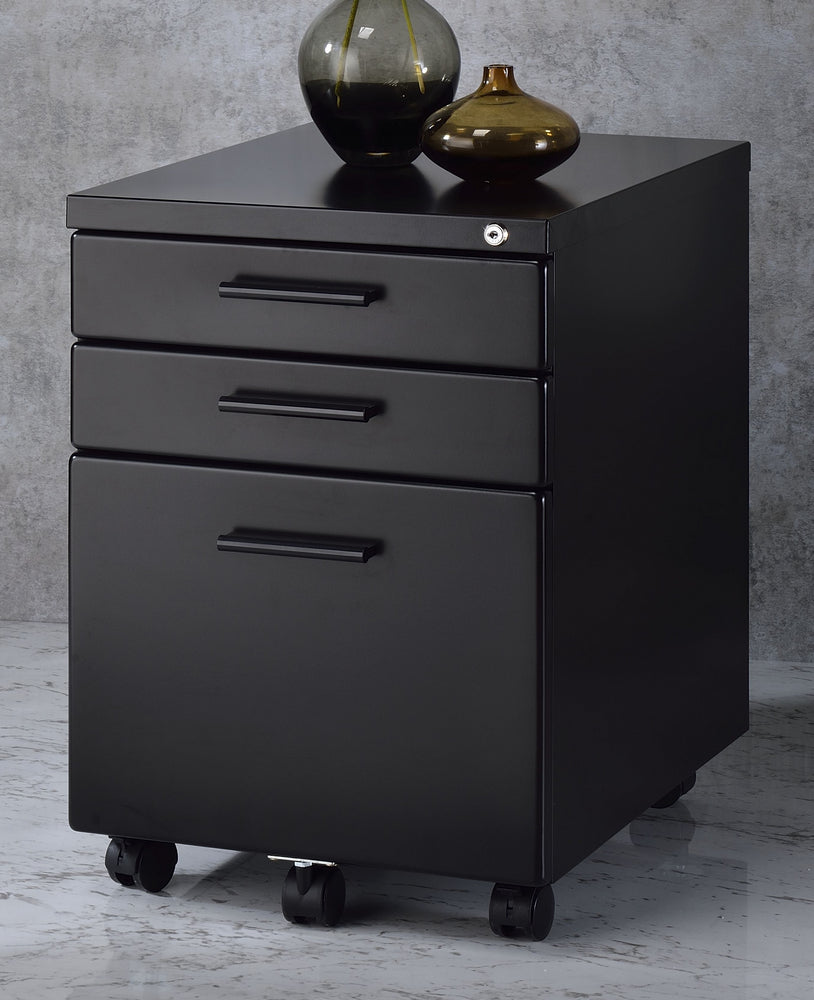 Peden Black Metal 3-Drawer File Cabinet with Safety Lock