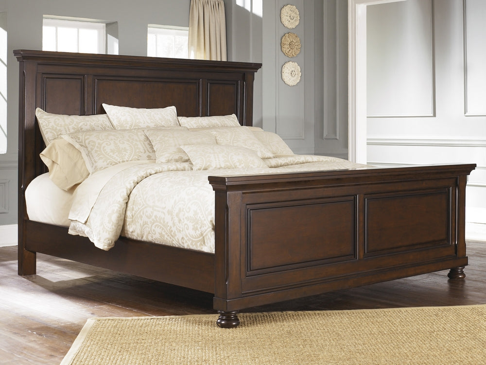 Porter Rustic Brown Wood Cal King Panel Bed