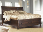 Porter Rustic Brown Wood King Sleigh Storage Bed