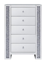 Noralie Mirrored 5-Drawer Chest with Faux Diamonds Inlay