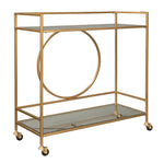 Jackford Clear Glass/Antique Gold Metal Bar Cart