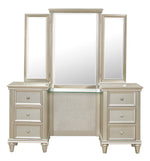 Celandine Silver Finish Wood Vanity Table with Mirror