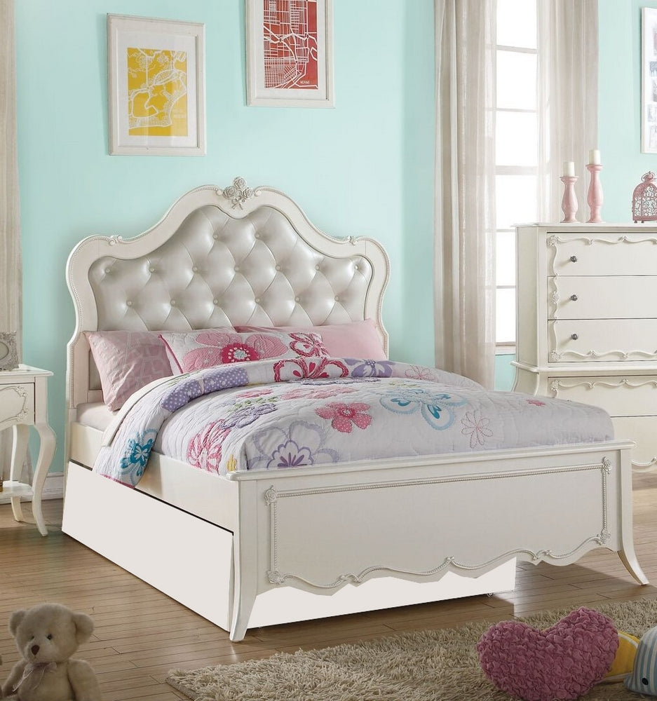 Edalene Pearl White Pine Wood Twin Bed