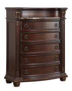 Cavalier Dark Cherry Wood Chest with Marble Insert