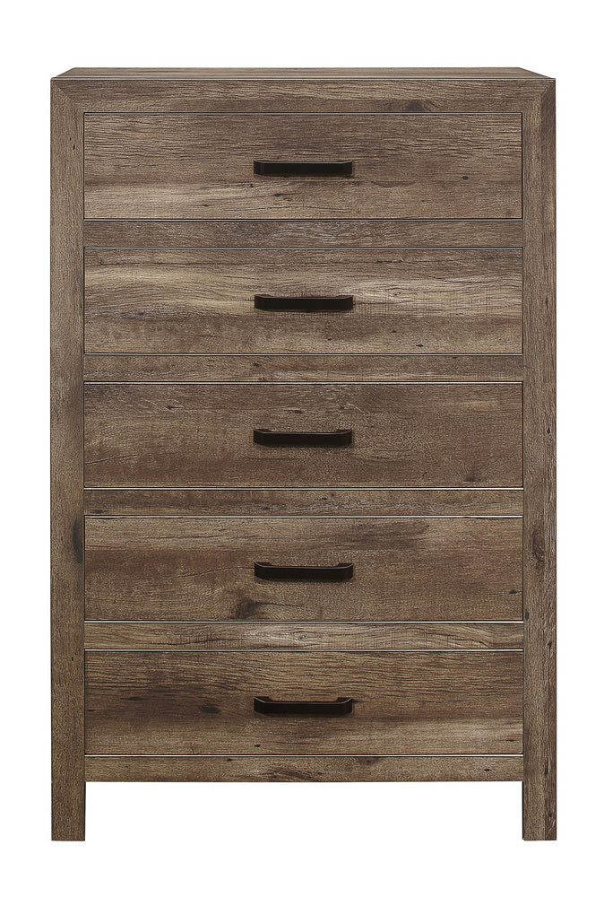 Mandan Weathered Pine Wood 5-Drawer Chest