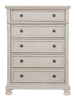 Bethel Antique White Wood 5-Drawers Chest