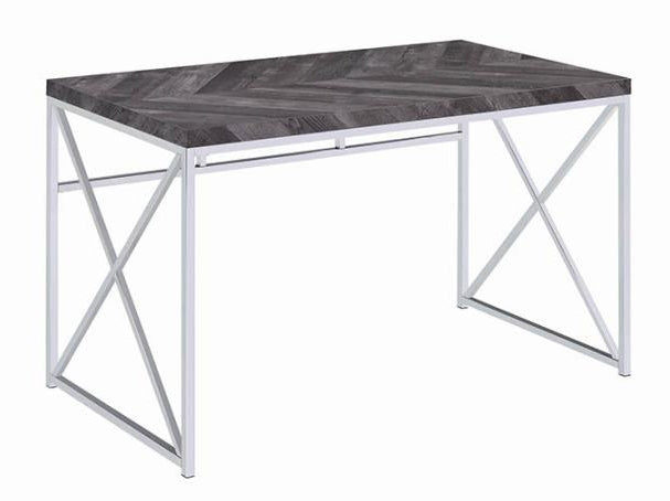 Grimma Rustic Grey Herringbone Wood/Metal Writing Desk