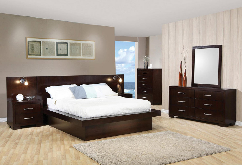 Jessica 7-Pc Cappuccino Wood King Platform Bedroom Set