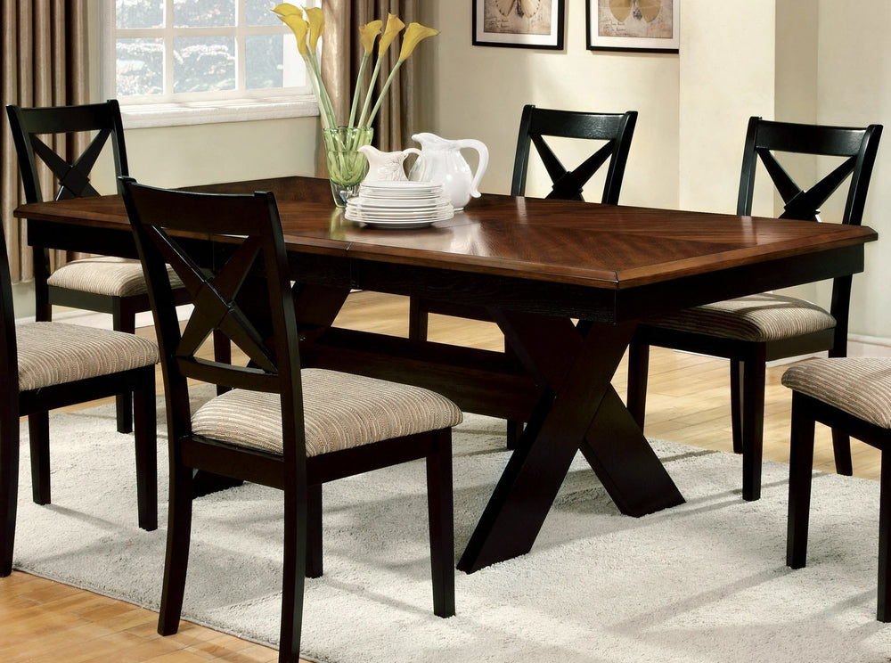 Liberta Dark Oak/Black Dining Table with Leaf