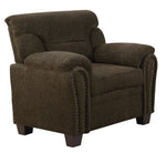 Clemintine Brown Chenille Chair with Nailhead Trim