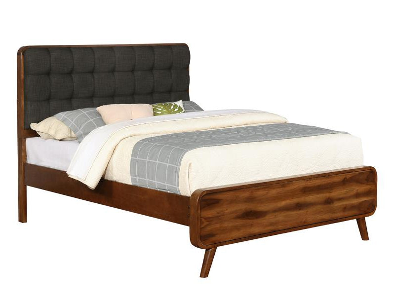 Robyn Dark Walnut Queen Bed with Tufted Upholstered Headboard