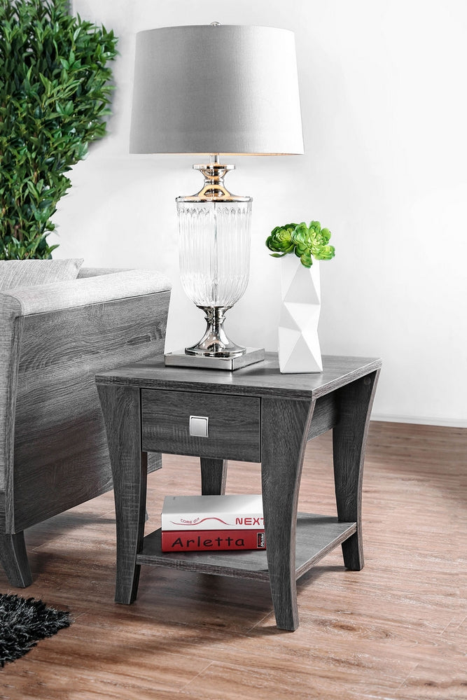 Amity Gray Wood End Table with Storage