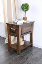 Annabel Walnut Wood Side Table with Storage