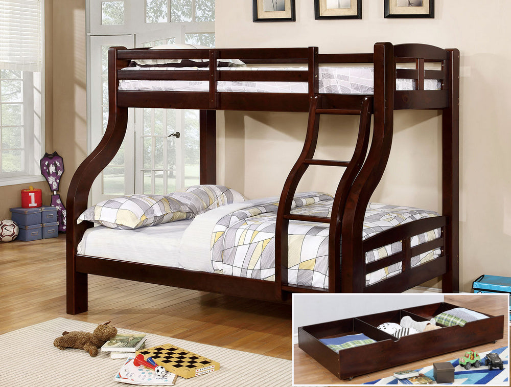 Solpine Walnut Twin/Full Bunk Bed (Oversized)