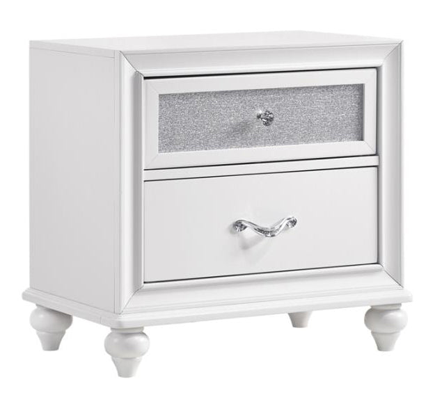 Barzini White Wood 2-Drawer Nightstand