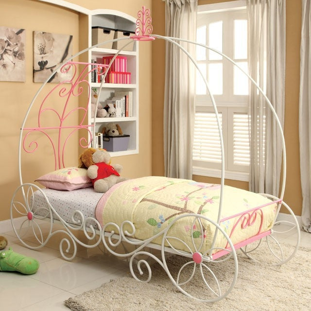 Enchant Pink/White Metal Twin Bed (Oversized)