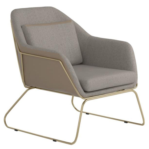 Vinka Beige Linen-Like Fabric/Leatherette Accent Chair