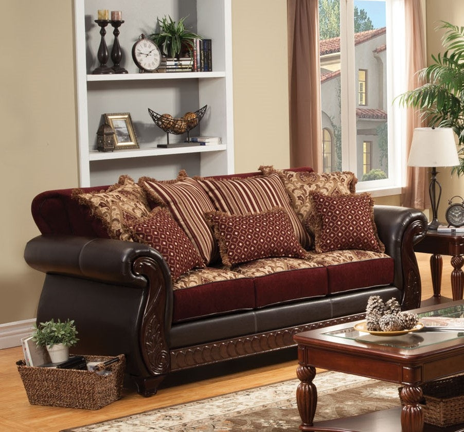 Franklin Dark Cherry Fabric Sofa (Oversized)