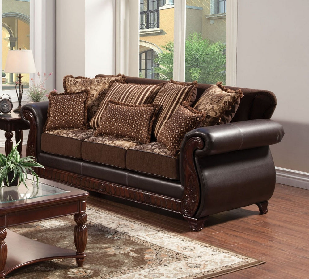 Franklin Dark Brown Fabric Sofa (Oversized)