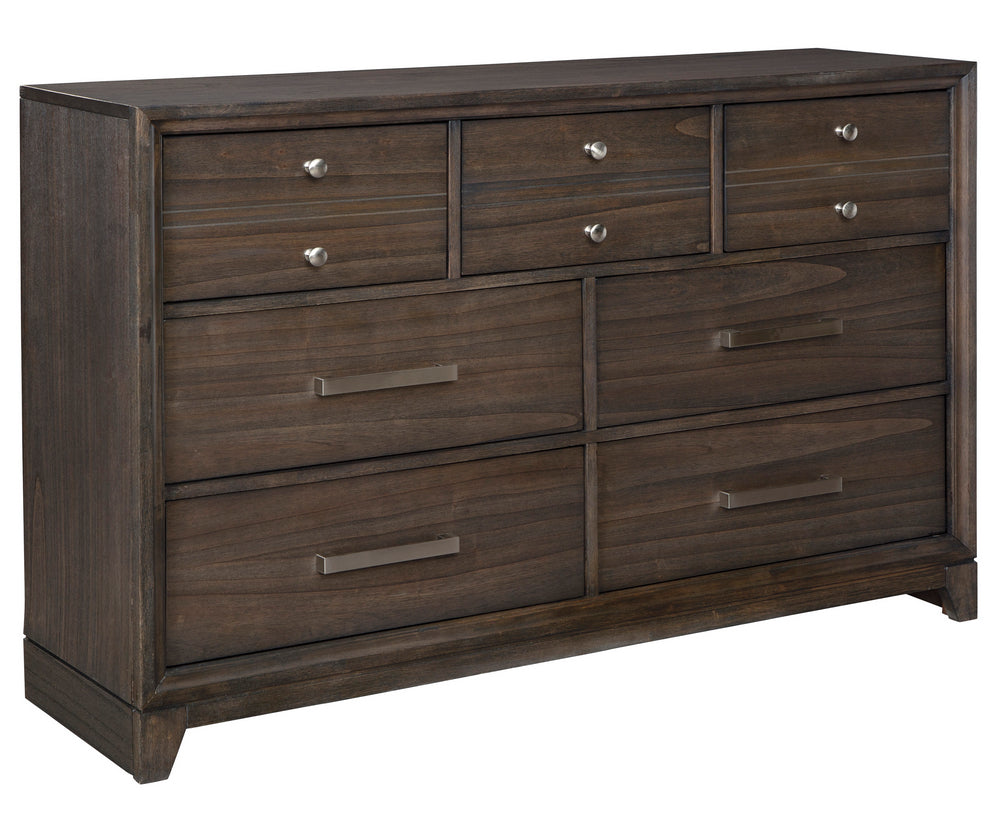 Brueban Gray Wood 7-Drawer Dresser