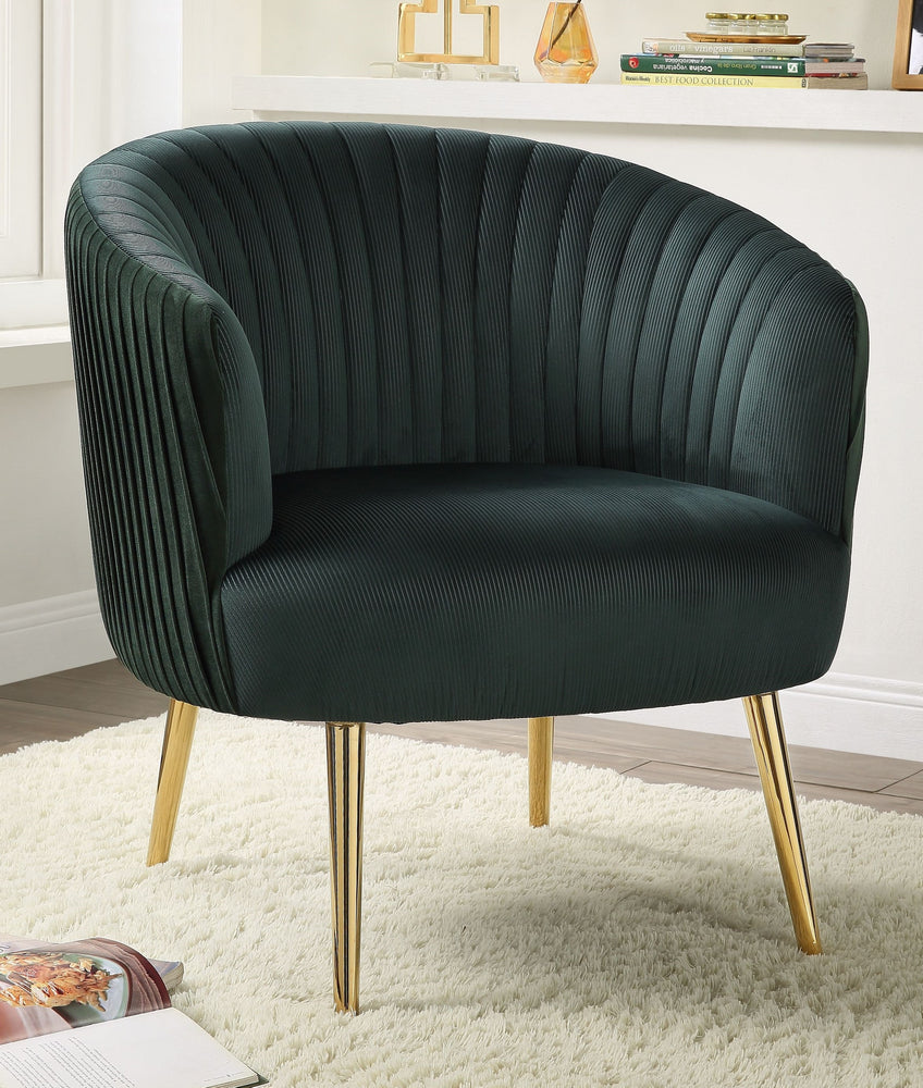 Sigurd Green Velvet Accent Chair with Bucket Backrest