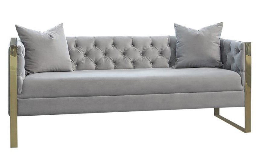 Eastbrook Grey Velvet/Gold Finish Metal Sofa