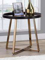 Hepton Walnut Wood/Champagne Metal End Table