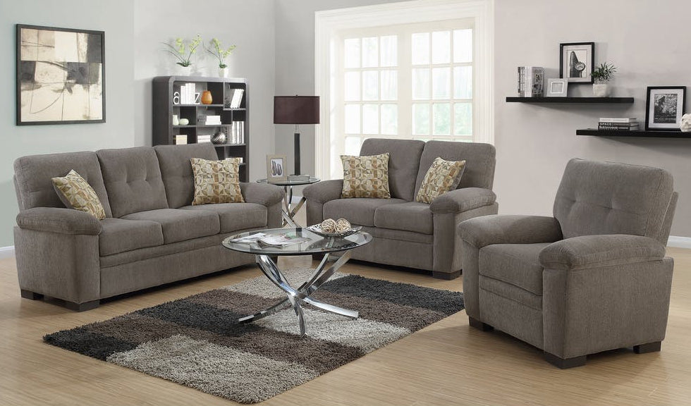 Fairbairn 3-Pc Oatmeal Chenille Sofa Set