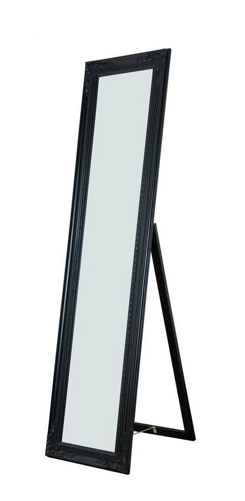 Cecilia Black Wood Floor Mirror