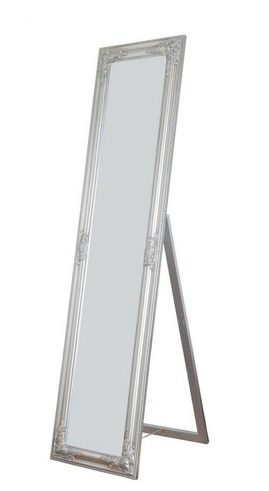 Alexandria Silver Wood Floor Mirror