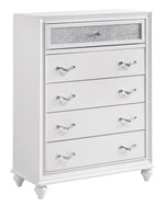 Barzini White Wood 5-Drawer Chest