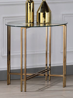 Veises Clear Glass/Champagne Metal Round End Table