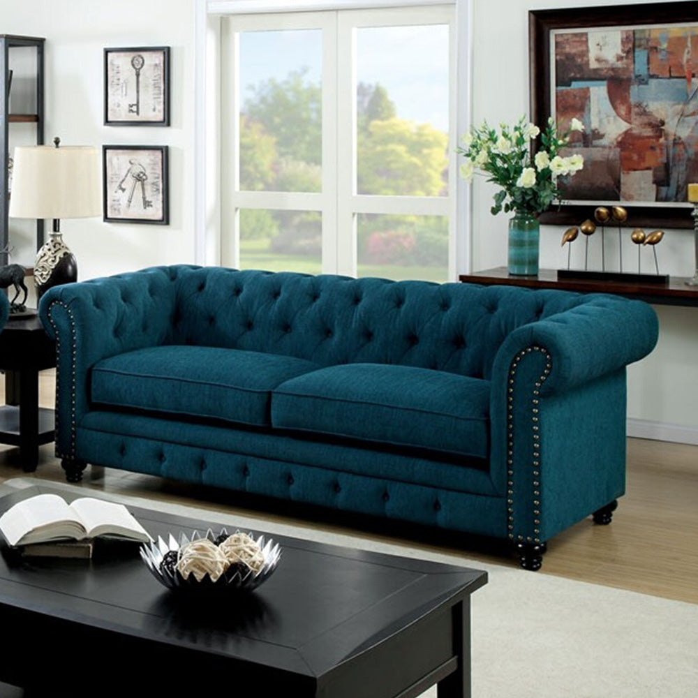 Stanford Dark Teal Fabric 2-Seat Sofa (Oversized)