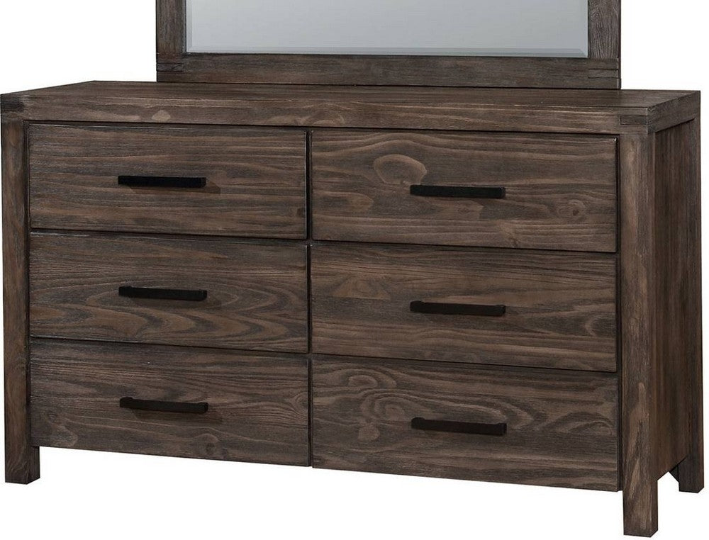 Rexburg Wire-Brushed Rustic Brown Wood Dresser