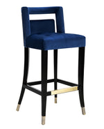 Hart Glam Navy Velvet Counter Height Stool