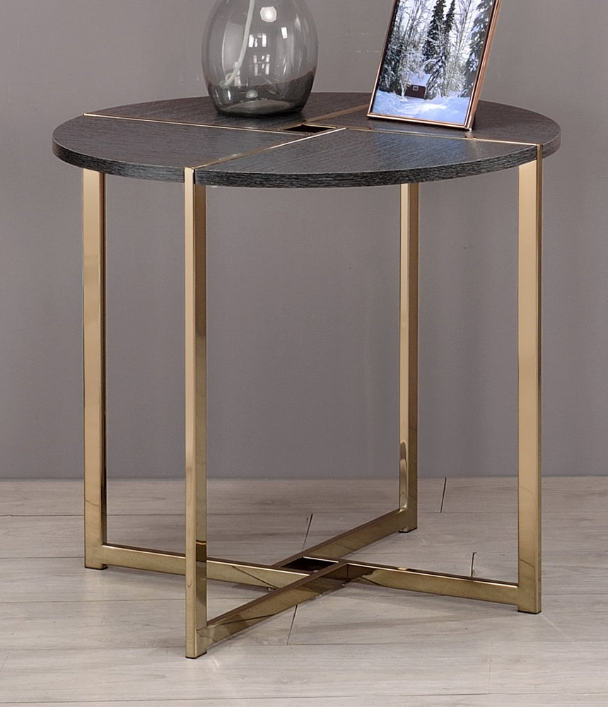 Bromia Black Wood/Champagne Metal End Table