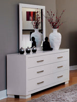 Jessica White Wood 6-Drawer Dresser with Mirror