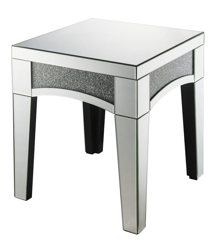 Nowles Mirrored End Table with Faux Stones