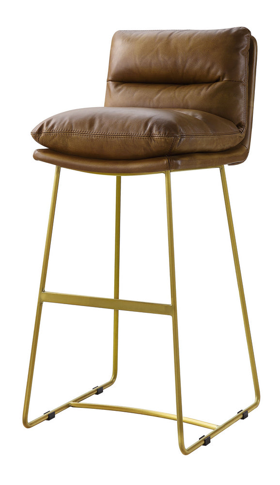 Alsey Saddle Brown Top Grain Leather/Metal Bar Chair