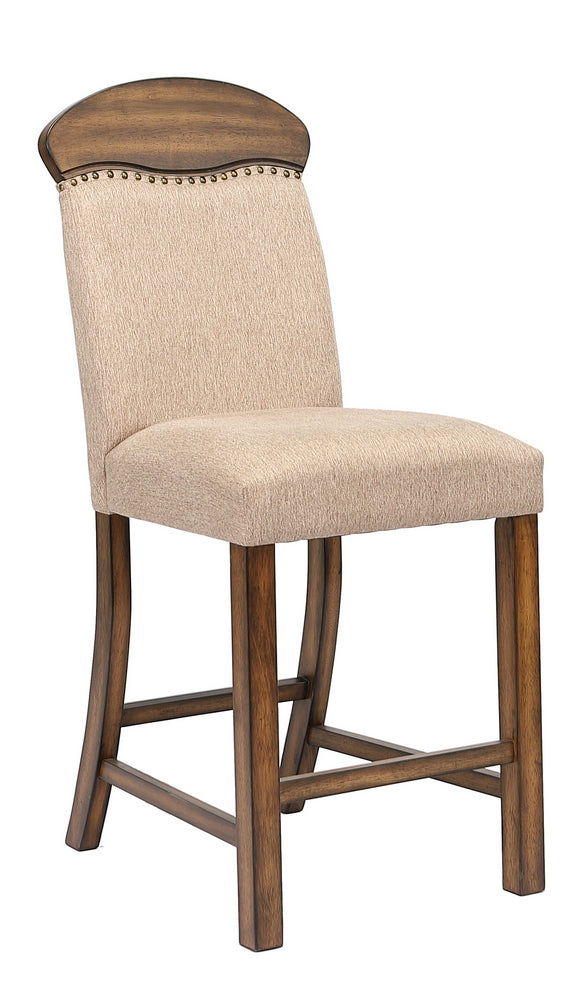 Maurice 2 Khaki Linen/Oak Wood Counter Height Chairs