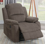 Maxene Tan Velvet Fabric Power Recliner with USB