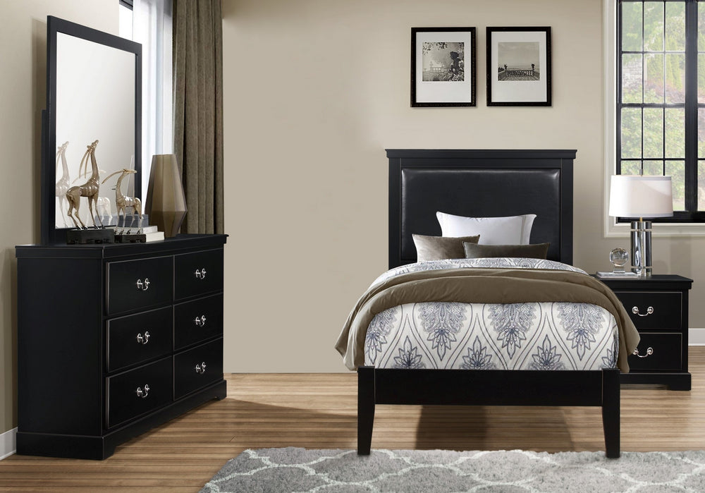 Seabright 4-Pc Black Wood Twin Bedroom Set