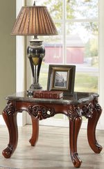 Eustoma Dark Brown Marble/Walnut Wood End Table