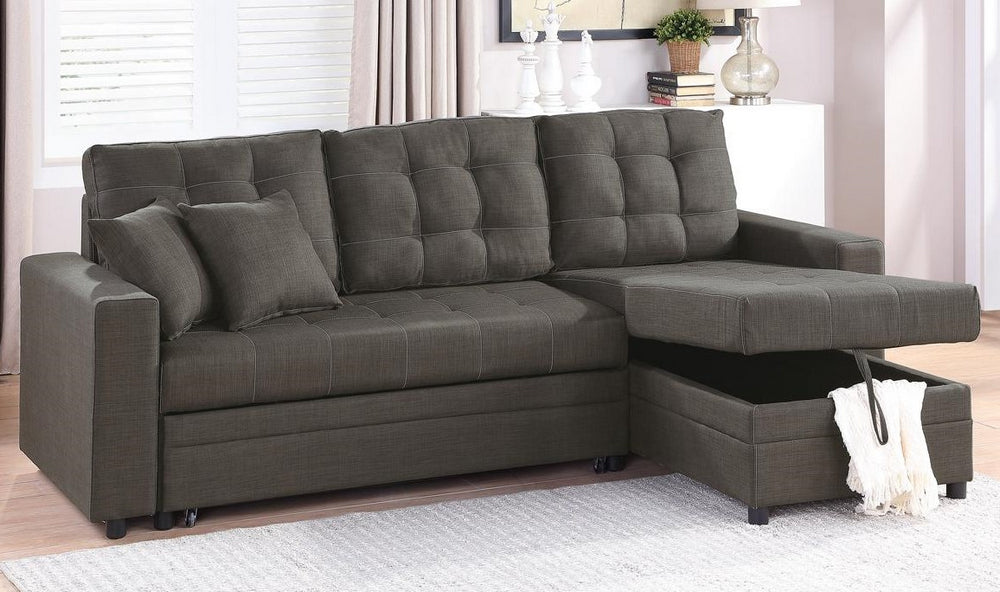 Corrie Ash Black Reversible Sectional with Pull-Out Bed